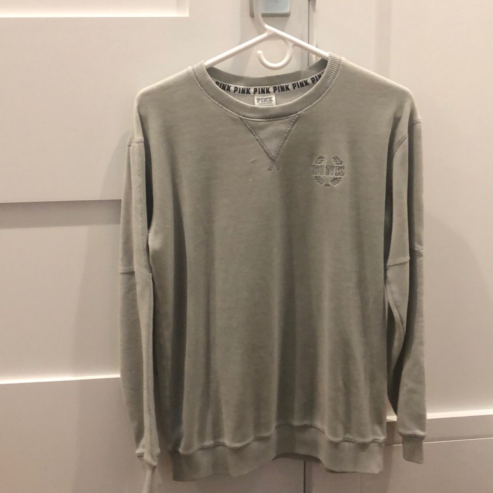 PINK oversized velvet crew neck. Lightly worn